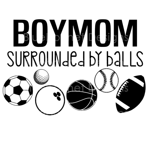 Boymom black surrounded by balls