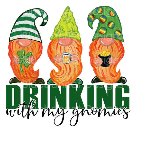 St. Patrick drinking with gnomies