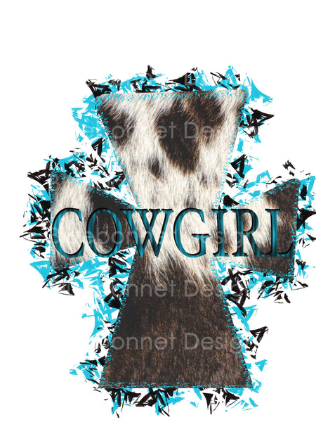 Cowgirl turquoise cowhide cross