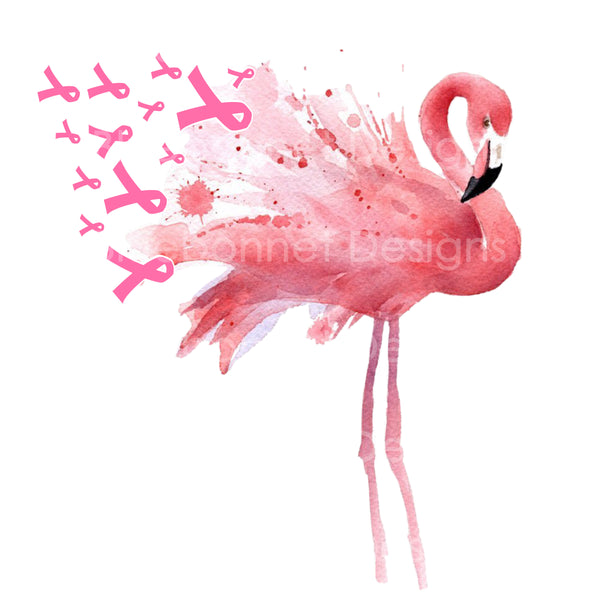 Flamingo breast cancer ribbons
