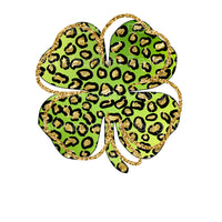 4 leaf clover green leopard gold glitter