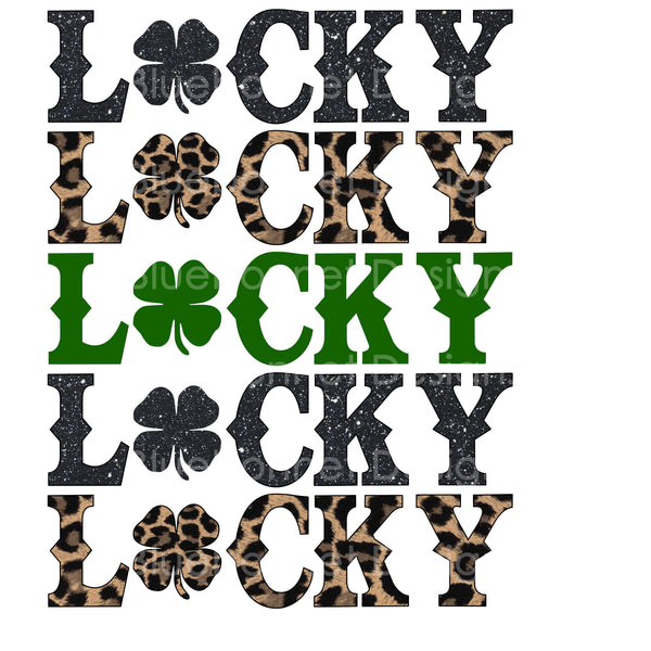 LUCKY blk glitter leopard green