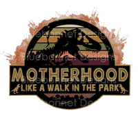 Motherhood walk in park dinosaur