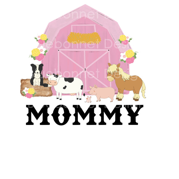 Pink barn mommy birthday set