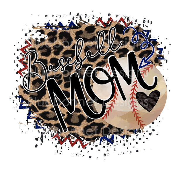 Baseball mom retro leopard