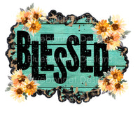 Blessed sunflower turquoise wood