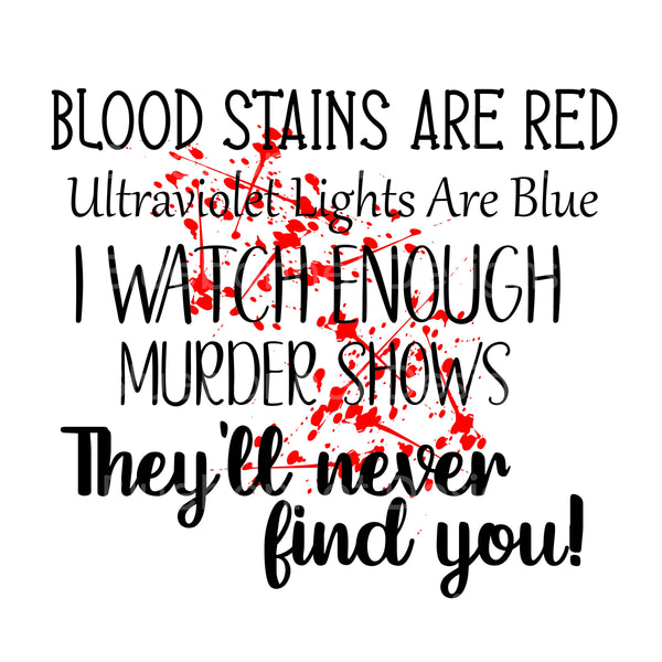 Bloodstains are red murder shows find you