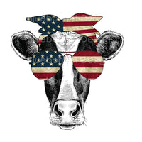 Cow with usa flag sunglasses and bandana
