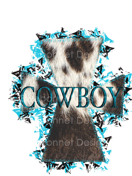 Cowboy turquoise cowhide cross