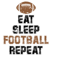 Eat sleep football repeat blk text