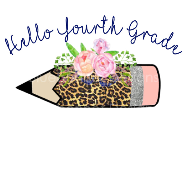 Hello 4th grade leopard pencil