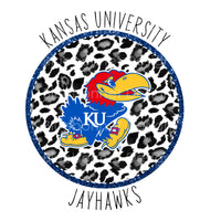 Kansas Univeristy Jayhawks blk leopard circle