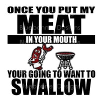 Meat in mouth