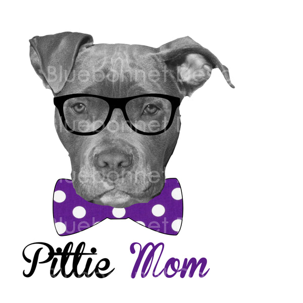 Pittie mom purple polka dots