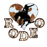 Rodeo bucking horse cow print