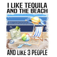 Tequila beach and 3 people retro